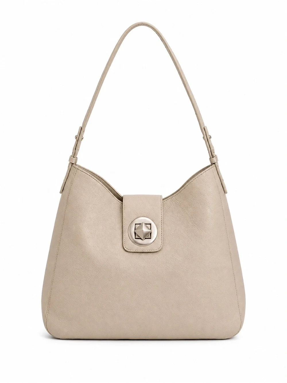 Kate Spade Gray Pebbled Leather Hobo Shoulder Bag Turnlock Purse